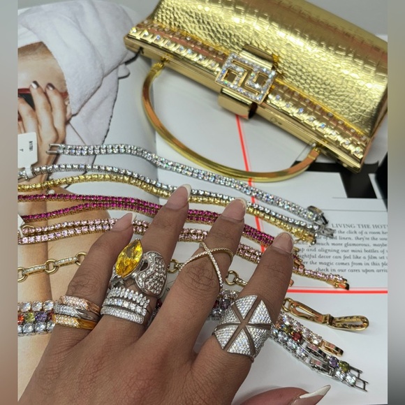 Deb Sterling Silver Cross Shield Ring - Pave Crystal Statement Jewelry” - Picture 3 of 3